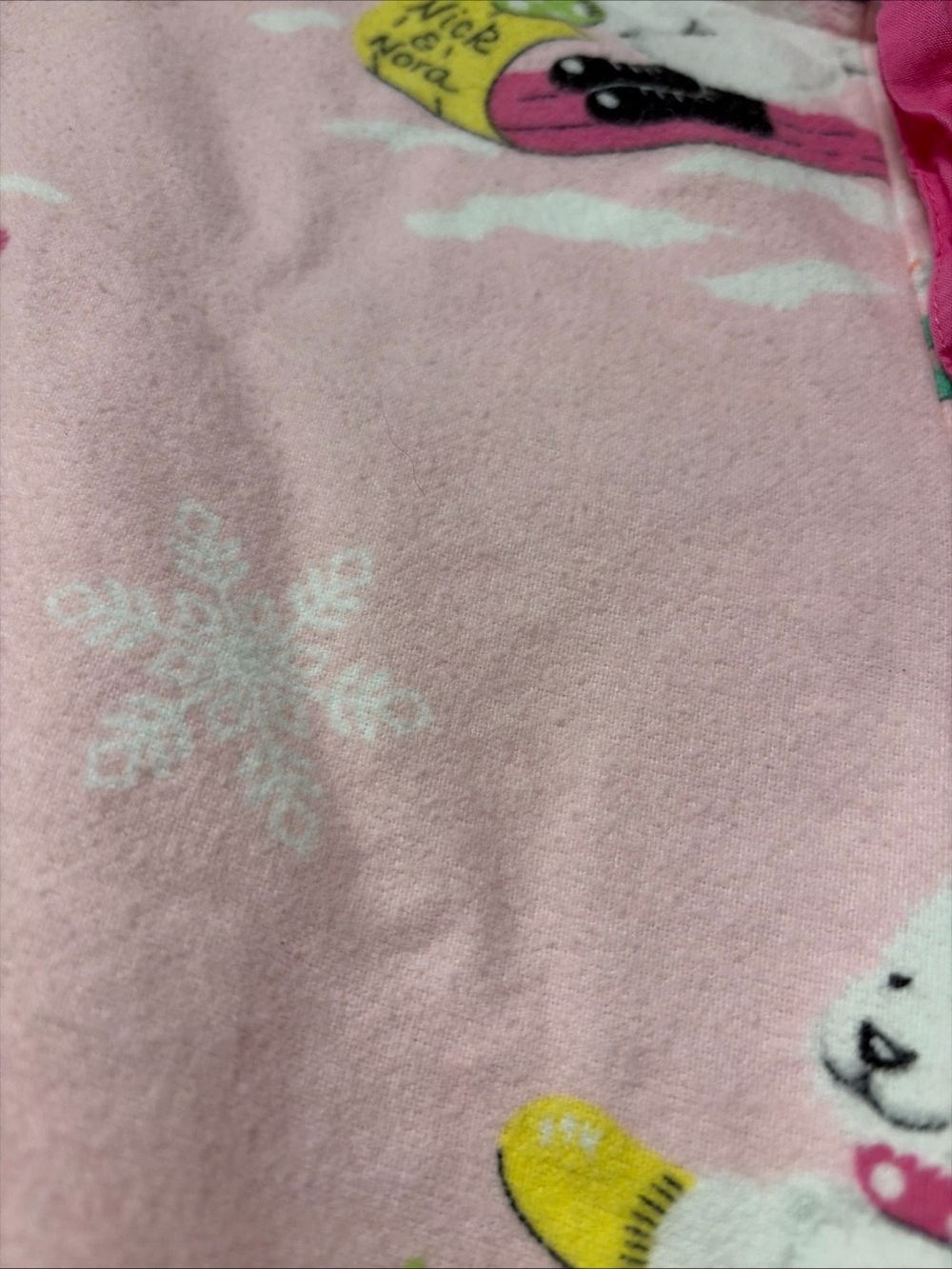 Nick and Nora Ski Bunnies Pajama Set Womens M Pink Flannel Long Sleeve Ski Sled - Picture 9 of 12